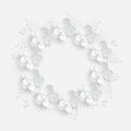 Paper flower. Frame with abstract cut flowers. White roses, lotus . Wedding decorations Royalty Free Stock Photo