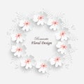 Paper flower. Frame with abstract cut flowers. White roses, lotus . Wedding decorations Royalty Free Stock Photo