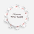 Paper flower. Frame with abstract cut flowers. White roses, lotus . Wedding decorations Royalty Free Stock Photo