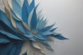 Paper flower made of blue and beige paper on a white background. generative ai Royalty Free Stock Photo