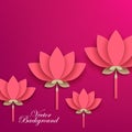 Paper flower. Red lotus cut from paper. Wedding decorations. Greeting card template, blank floral wall decor. Background Royalty Free Stock Photo