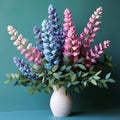 Bold Chromaticity: Diy Lupine Arrangement With Teal And Pink 3d Effect