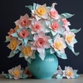 Rococo-inspired Paper Flower Arrangement With Pastel Hues Royalty Free Stock Photo