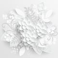 Paper flower. White lotus cut from paper. Vector illustration Royalty Free Stock Photo