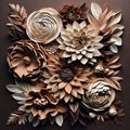 Paper flowers background generated with AI. AI generated paper flower art. AI generated Royalty Free Stock Photo
