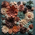 Paper flowers background generated with AI. AI generated paper flower art. AI generated Royalty Free Stock Photo