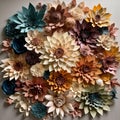 Paper flowers background generated with AI. AI generated paper flower art. AI generated Royalty Free Stock Photo