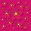 Paper flowers burgundy background