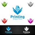 Paper fly Printing Company Logo Design for Media, Retail, Advertising, Newspaper or Book Concept Royalty Free Stock Photo