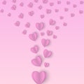 Paper flying elements on a pink background. Vector love symbols in heart shape for Happy Women, Mother`s, Valentine`s Day, birthda Royalty Free Stock Photo