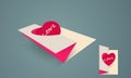 Paper folded card for Valentines Day. Royalty Free Stock Photo