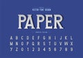 Paper font shadow and alphabet vector, Writing style typeface letter and number design