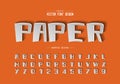 Paper font shadow and cartoon alphabet vector, Bold typeface and number design