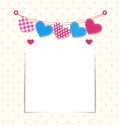 Paper frame with stitched hearts buntings garlands