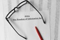 Paper with The Freedom of Information Act FOIA on a table Royalty Free Stock Photo