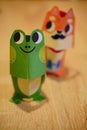 Paper friends -the 3D Fox and frog handmade crafts from paper