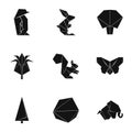 Paper frippery icons set, simple style