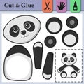 Paper game for kids. Create the applique cute Panda. Cut and glue. Handmade. Education logic game for preschool kids. Worksheet