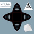 Paper gift box, lace pattern, pyramid with a square bottom, cut out template, packaging for retail, greeting packaging, can be las Royalty Free Stock Photo