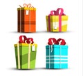 Paper Gift Boxes Set - Present Box Icons Isolated on White Background Royalty Free Stock Photo