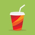 Paper glass icon. Paper red cups with straws for soda or cold beverage. Royalty Free Stock Photo