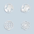Paper Globe earth icons set