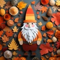 Festival Season Gnome: Autumn Style Paper Sculpture Illustration