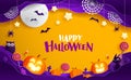 Paper Graphic of Happy Halloween fun party celebration background design. Halloween elements