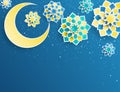 Paper graphic of islamic crescent moon, star shape