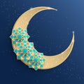 Paper graphic of islamic crescent moon, star shape