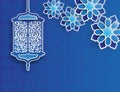 Paper graphic of islamic lantern and stars.