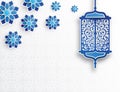 Paper graphic of islamic lantern and stars.