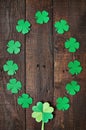 Paper green clover shamrock leaf border frame Royalty Free Stock Photo