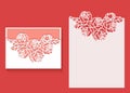 Laser cut envelope template for invitation wedding card. Paper greeting card with lace border Royalty Free Stock Photo