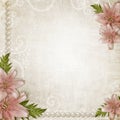 Paper grunge background with pink lily