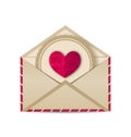 Paper grunge heart in open old envelope Royalty Free Stock Photo