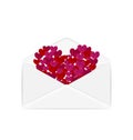 Paper grunge hearts in open white envelope Royalty Free Stock Photo