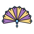 Paper handheld fan icon color outline vector
