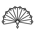 Paper handheld fan icon, outline style