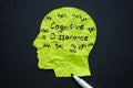 Paper head and handwritten inscription Cognitive dissonance. Royalty Free Stock Photo