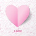 Paper Heart Love Card on Flower Background. Template for design Royalty Free Stock Photo