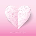 Paper Heart Love Card with Flower Pattern. Template for design g Royalty Free Stock Photo