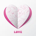 Paper Heart Love Card. Template for design greetin Royalty Free Stock Photo