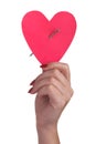 Paper heart pierced by a nail. Royalty Free Stock Photo