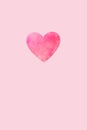 Paper heart on pink background minimal valentines day card