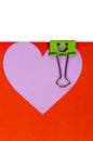 Paper heart pinned green binder with smiley