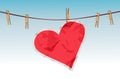 Paper heart on rope Royalty Free Stock Photo