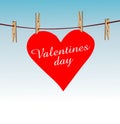 Paper heart on rope Royalty Free Stock Photo