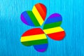 Paper heart symbol colors of the rainbow. Homosexual relationships