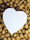 Paper heart text space in soya chunks Royalty Free Stock Photo